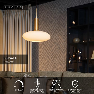 Lucide SINGALA - Hanglamp - Ø 30 cm - 1xE27 - Mat Goud / Messing